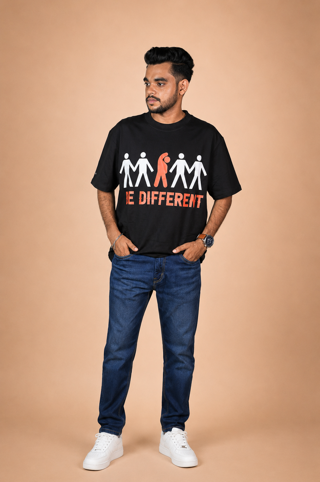 Be Different Printed Oversized T-Shirt