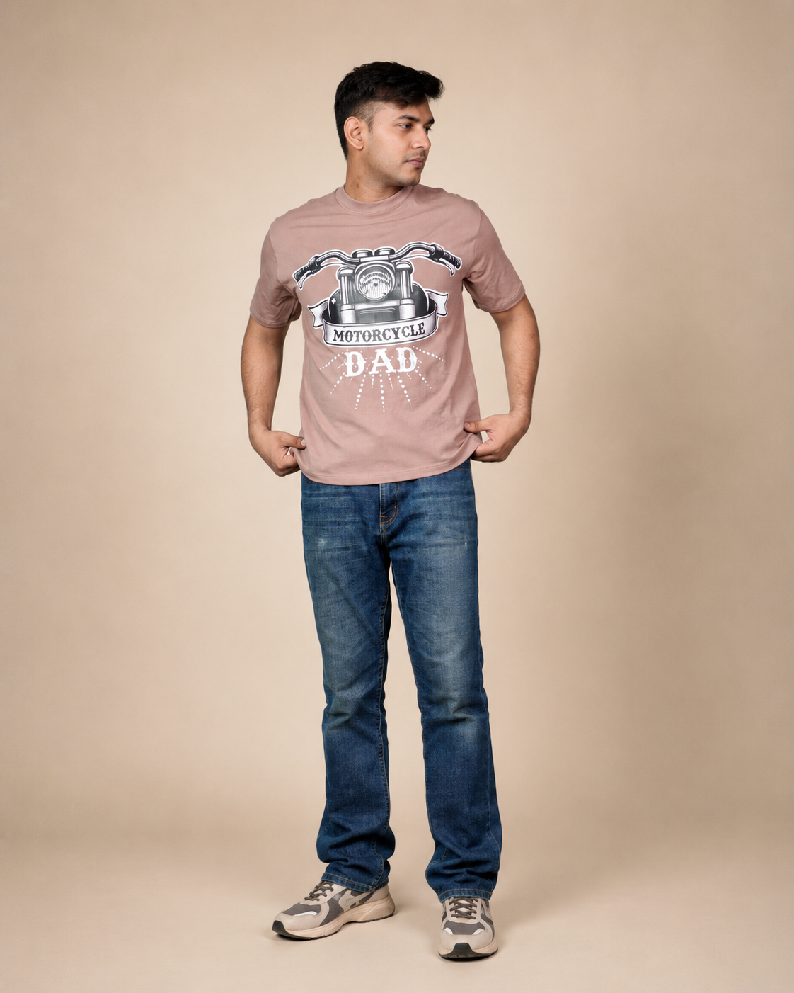 Motorcycle Dad Brown Printed T-Shirt product photo 2