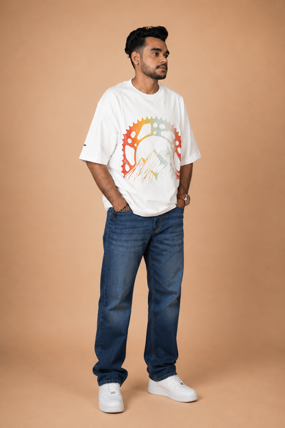 Cycle in Mountain White Printed T-Shirt product photo 2
