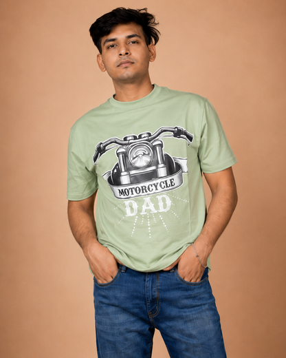 Motorcycle Dad Green Printed T-Shirt product photo 3