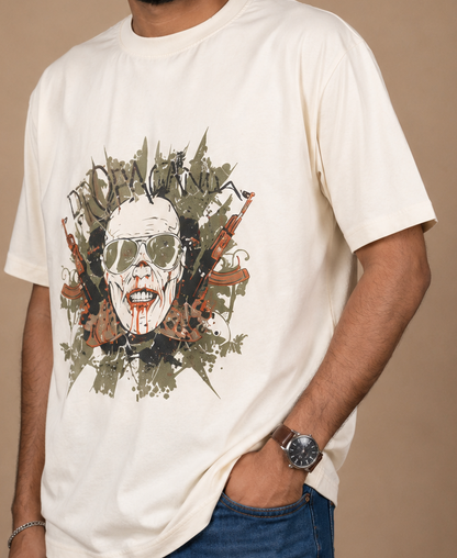 Skull with Gun Printed T-Shirt product photo 1