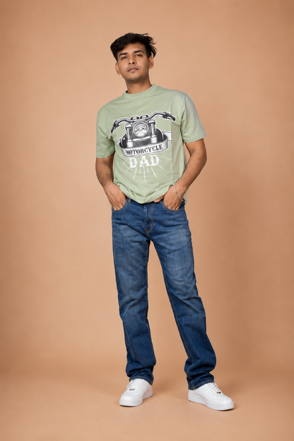 Motorcycle Dad Green Printed T-Shirt product photo 2