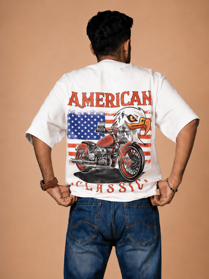 American in White Printed T-Shirt product photo 3