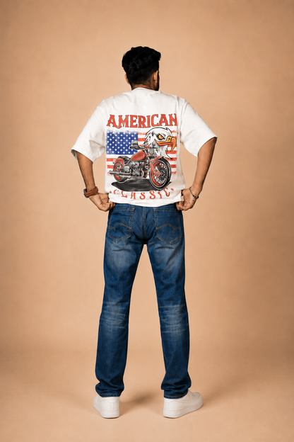 American in White Printed T-Shirt product photo 2