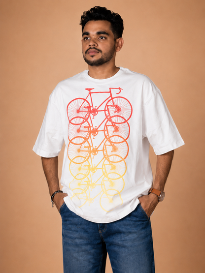 Cycles in White Printed T-Shirt product photo 3