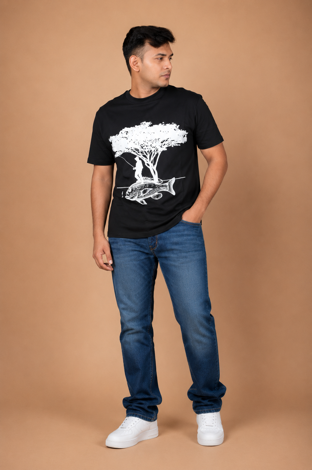 Fish and Tree Visual Printed T-Shirt product photo 2
