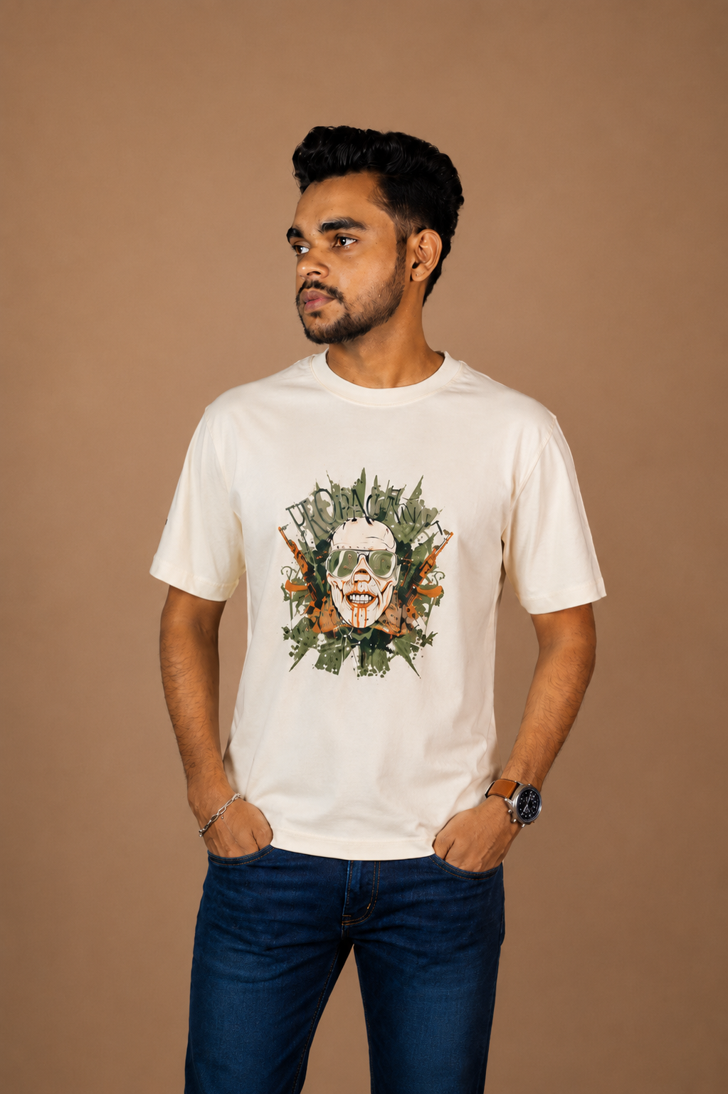 Skull with Gun Printed T-Shirt product photo 3