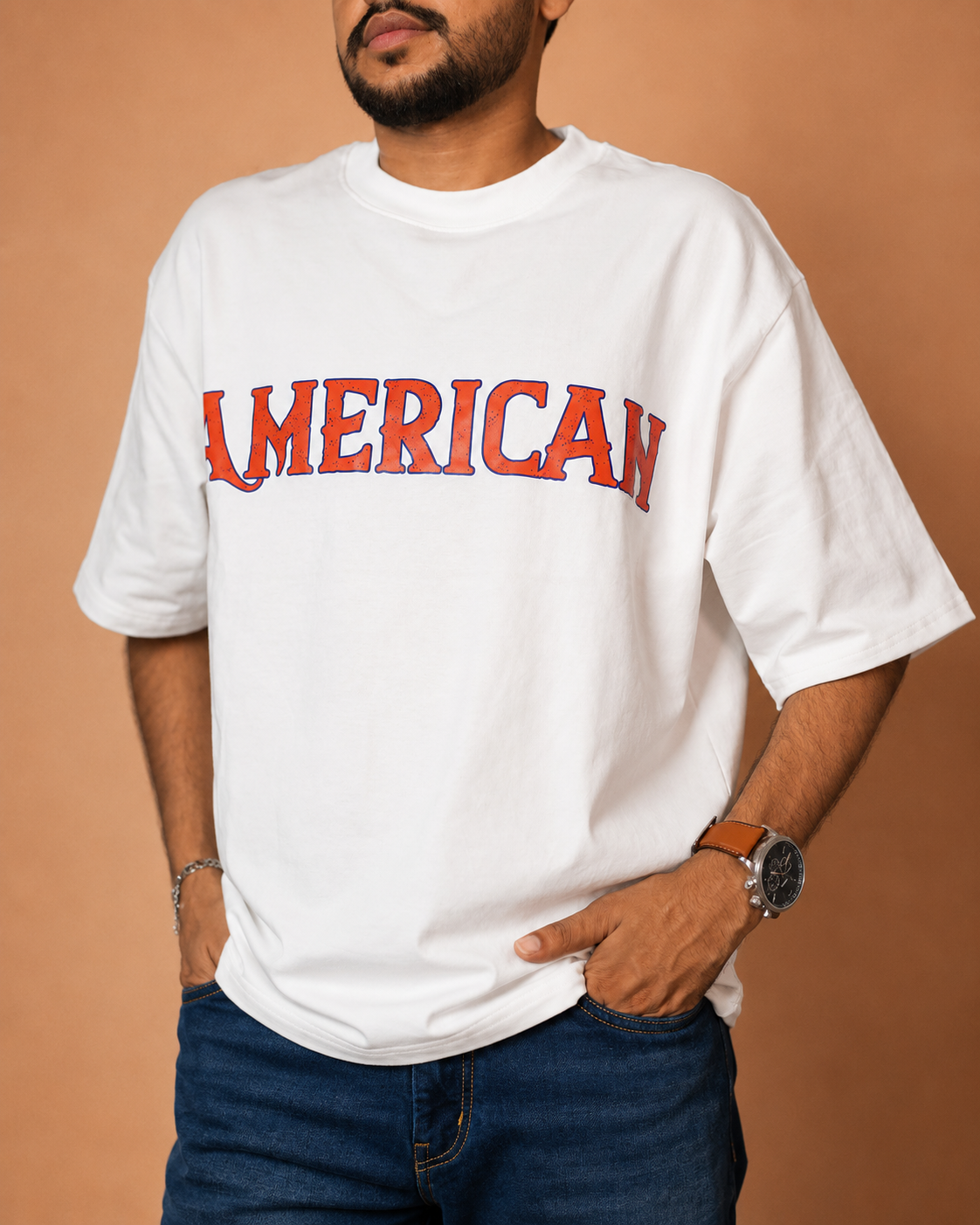 American in White Printed T-Shirt product photo 1