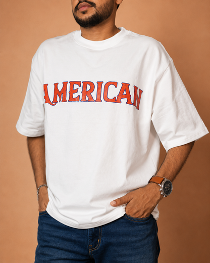 American in White Printed T-Shirt product photo 1