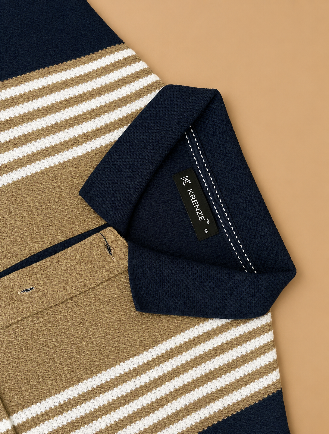 Blue Brown Vertical Polo T-Shirt