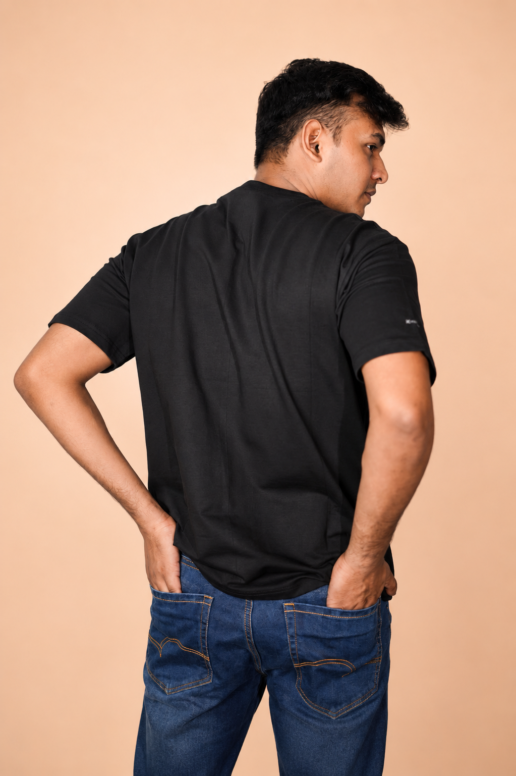 Bike on Mountain Black Printed Oversized T-Shirt