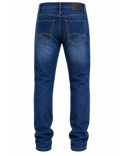Dark Blue Jeans With Golden Embroidery