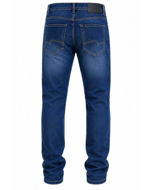 Dark Blue Jeans With Golden Embroidery